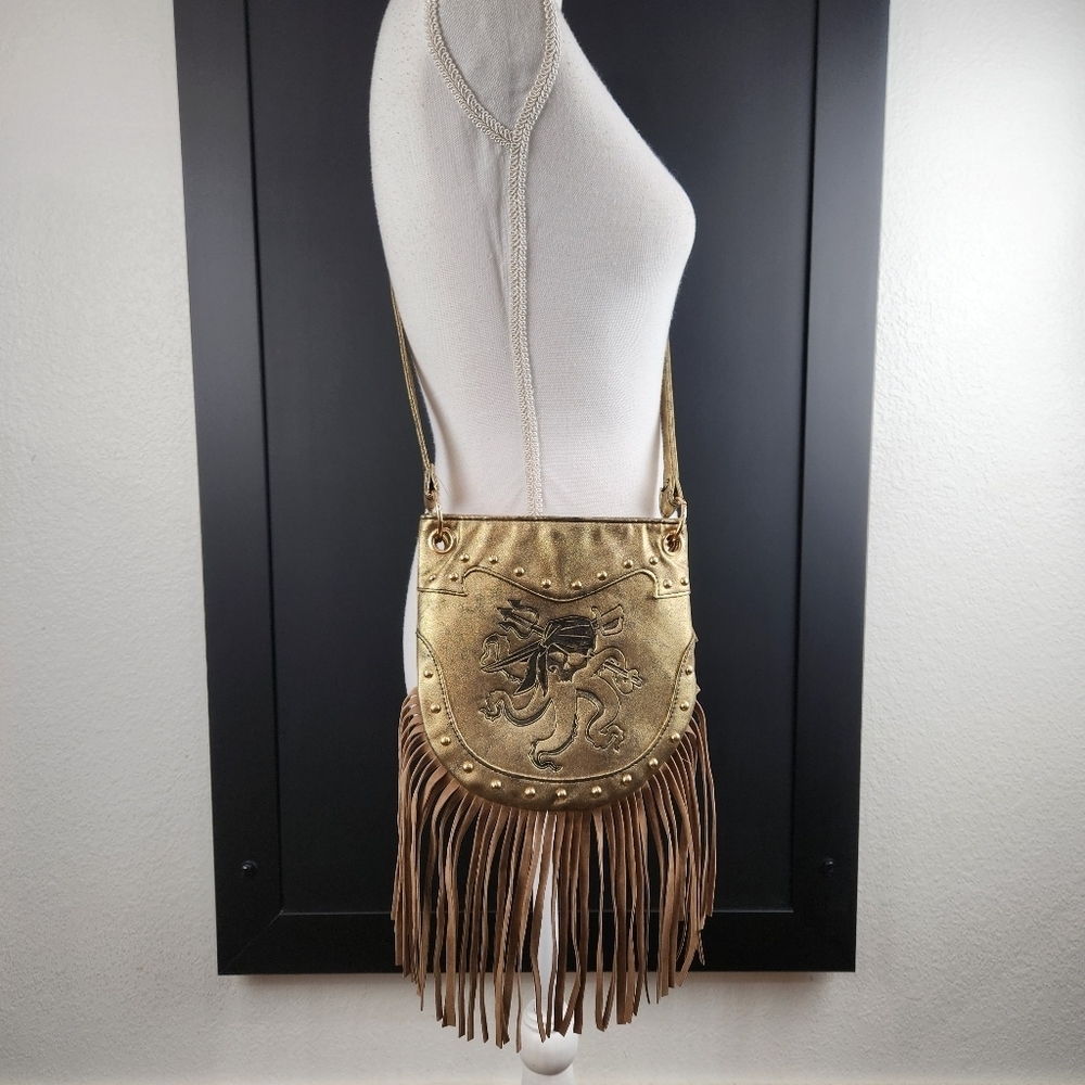 Disney Descendants 3 Gold Crossbody Purse With Fringe